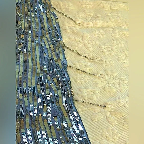 NWT ASOS Lavender, Silver Sequin Floral Midi w/ Faux Feather Hem Size 12 - Picture 14 of 16